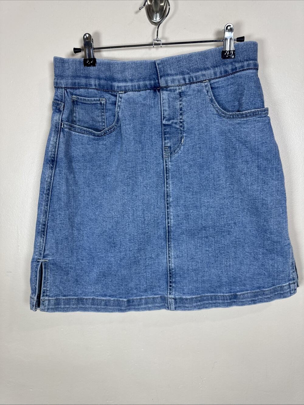 JAG ADJUSTABLE WAIST BLUE JEAN ON THE GO SKORT, SIDE SLITS IN SZ 4 NWT